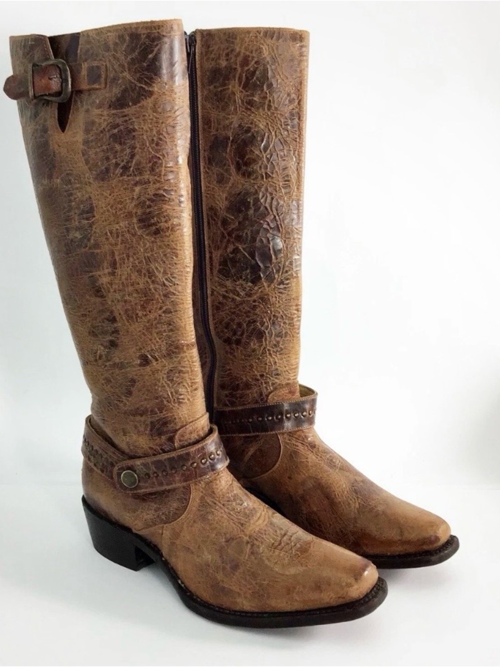 Sundance Sonora Melinda Tall Tan Leather Riding  Boots with Interior Branding